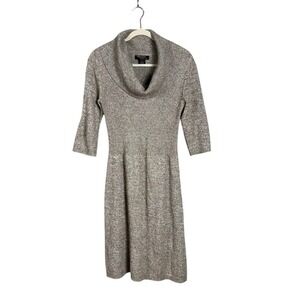 Womens Wool Blend Cowl Neck‎ Sweater Dress Medium Quiet Luxury Neutral Brown